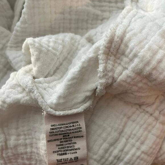 Free People Sunstreak Cropped Blouse XS Button Down Long Sleeve Tie Waist Gauze - Picture 5 of 5